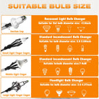 Femitu 12FT Light Bulb Changer for High Ceilings, Aluminum Extension Pole with Suction Cup & 3 Cage Attachments, Light Bulb Removal Tools for Recessed Lights and Standard Bulbs