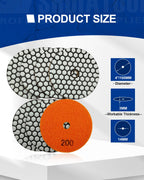 SHDIATOOL 7Pcs 4-Inch Dry Diamond Polishing Pads Grit 200 for Granite Marble Stone Sanding Pads Grinding Pads Abrasive Set