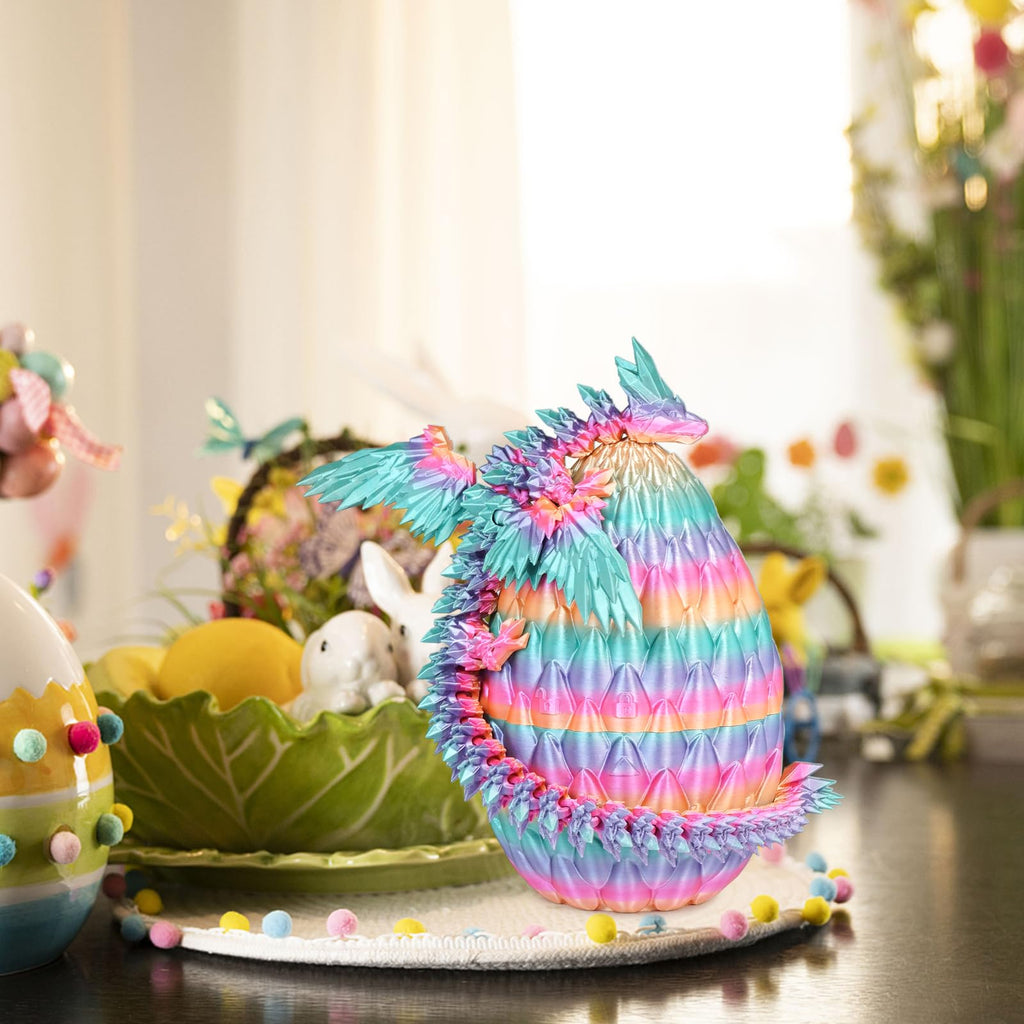 Mydhall 3D Printed Flying Dragon Egg with Articulated Dragon Inside – Toys&Gifts for Kids,Home Decor,Creative Ornaments,Birthday,Easter (Rainbow,Medium)