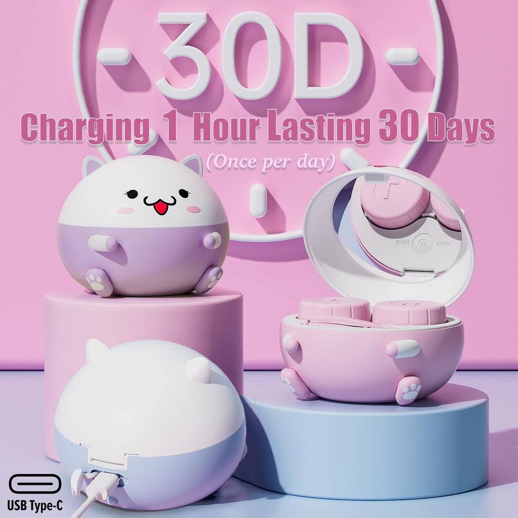 Vastsoon Cute Contact Lens Cleaner, Case Cleaning Machine with Solution Soak Case and Contact Lens Applicator Tool for Daily Vision Care, Travel Size (Pink)