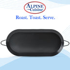 Alpine Cuisine Nonstick Oval Comal Griddle 17.5x8-Inch - Black Carbon Steel Tortilla Comal with Double Handle - Durable, Heavy Duty Comal for Cooking - Even-Heating