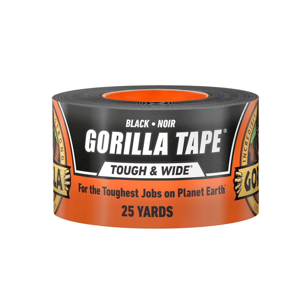 Gorilla Tape Tough & Wide, Black Tape, 2.88" x 25 yd (Pack of 1) - Heavy Duty and Weather Resistant for Indoor or Outdoor