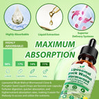 Wormwood Black Walnut Clove Cleanse Drops for Human, 15-in-1 Triple-Action Gut Detox & Digestive Wellness Organic Liquid Tincture w. Soursop PAU DArco Oil of Oregano, Elimination Detox Cleanse