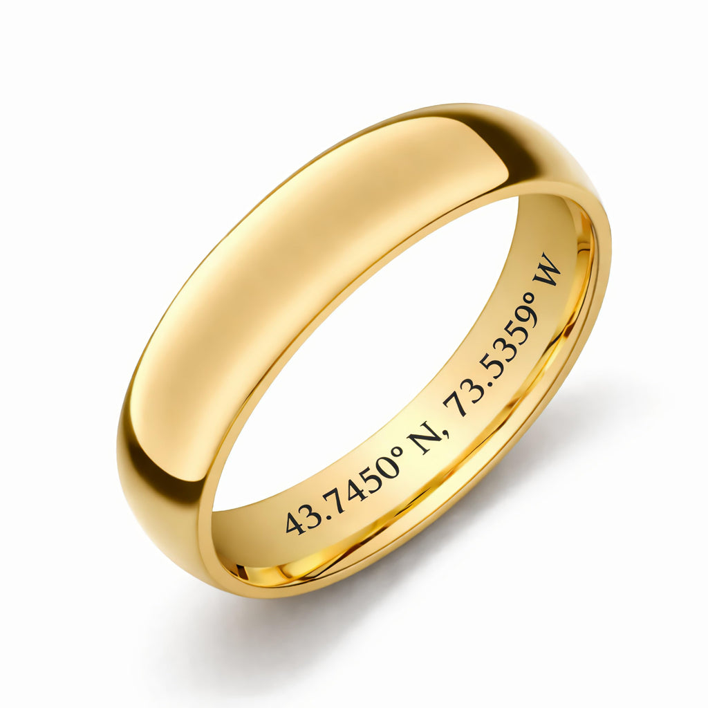 Personalized Men’s Gold Tungsten Ring – Custom Engraved Wedding Band with Free Engraving in Any Language - Ships from USA