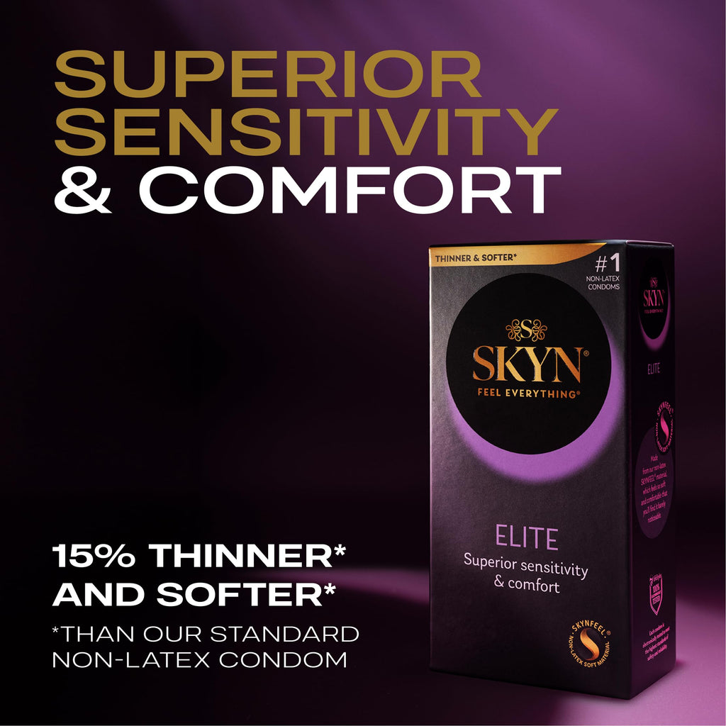 SKYN Elite Ultra Thin Lubricated Latex Free Condoms Value Pack, 46 Count