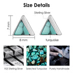 Michooyel Turquoise Stud Earrings for Women 925 Sterling Silver and Handmade Earrings Simple Jewelry Triangle Cut Earring