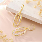 Two Tone Twisted Line Drop Earrings for Women Gold and Silver Earrings