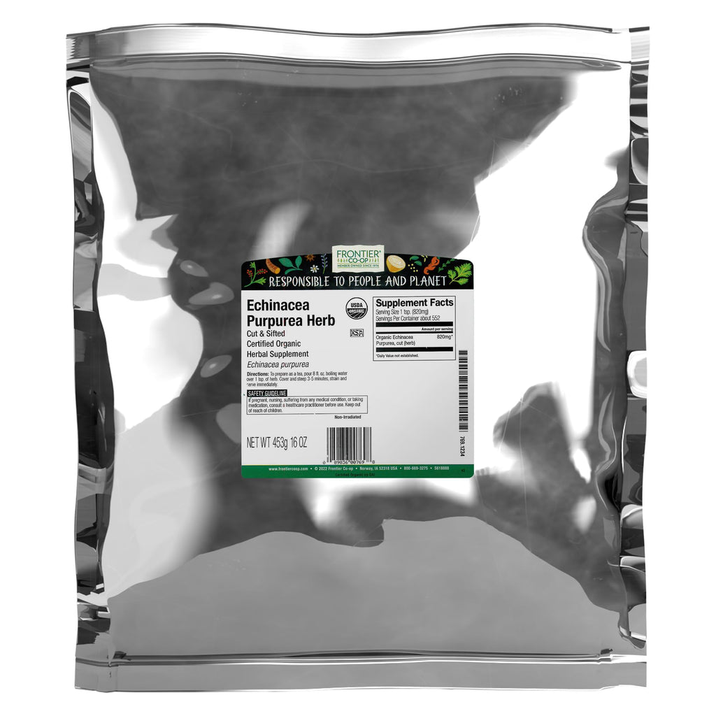 Frontier Co-op Organic Echinacea Purpurea Herb, Cut and Sifted, Kosher | 16 Ounce (Pack of 1)