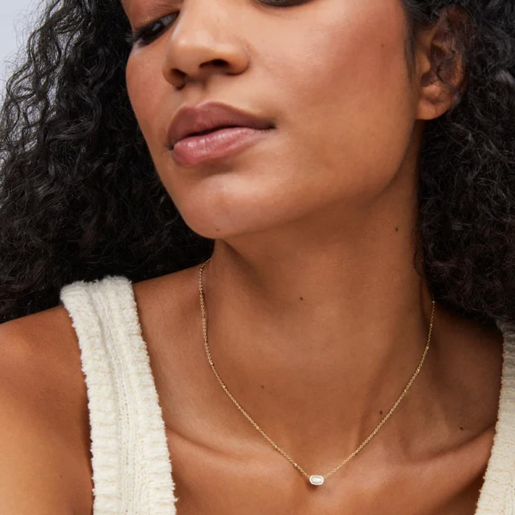 Kendra Scott 14k Gold-Plated Mini Elisa Satellite Short Pendant Necklace in Pink Opalite Crystal, Fashion Jewelry for Women