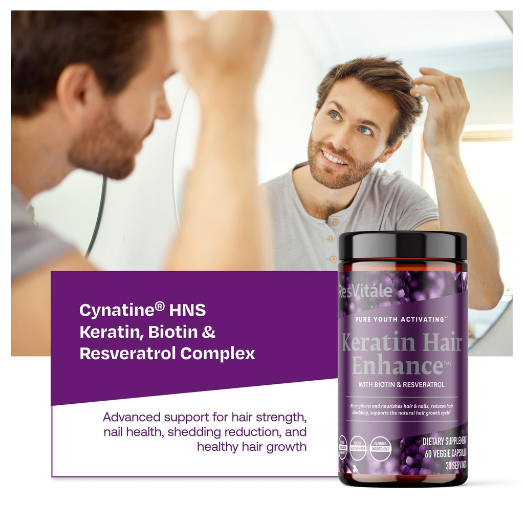 ResVitále Keratin Hair Enhance - Keratin Supplement for Hair Growth - 60 Capsules