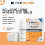 Blephasol Duo 100ml Eyelid Cleansing Micellar Lotion with 100 Cotton Pads for Daily Eyes Care | Preservatives Free | Suitable for Contact Lens Wearers