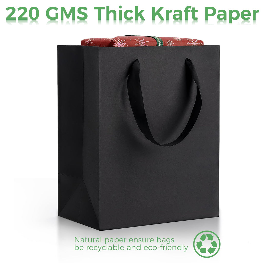 MOXARYSU Black Gift Bags With Handles: 8x5x10 Inch 30pcs Black Paper Bags Medium Bulk For Party Shopping Birthday Wedding (M, 30)