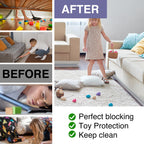 RowinsyDD 8 Pack Toy Blocker for Furniture, Clear Under Couch Blocker, Stop Things Going Under Sofa or Bed, 16" L x 1.6" H, Adjustable Gap Bumper for Furniture with Strong Tape