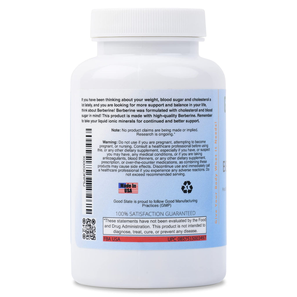 Good State Berberine HCL 400mg, 120 Vegetarian Capsules