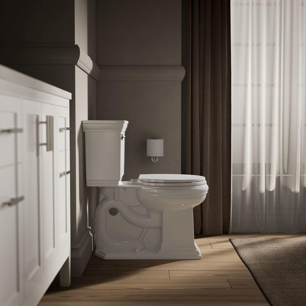 KOHLER 20111-0 Brevia, Slow Close Toilet Seat, Round Toilet Seat, Grip-Tight Bumpers Quick-Attach Hardware, White