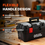 Black Canyon Tool Box - 19 Inch Plastic Dual-Layer Design, 44 lbs Load Capacity Portable Tool Box, Ergonomic Handle, Stackable & Top-Lid Storage, Perfect for DIY, Workshop & Job Site Organization