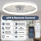 FSZDORJ 24'' Ceiling Fan with Light, Upgraded Low Profile Ceiling Fan with Light, Dimmable Flush Mount Ceiling Fan with Light, Fan light, 6 Speeds, App & Remote Control, Quiet Fan for Bedroom, Kitchen