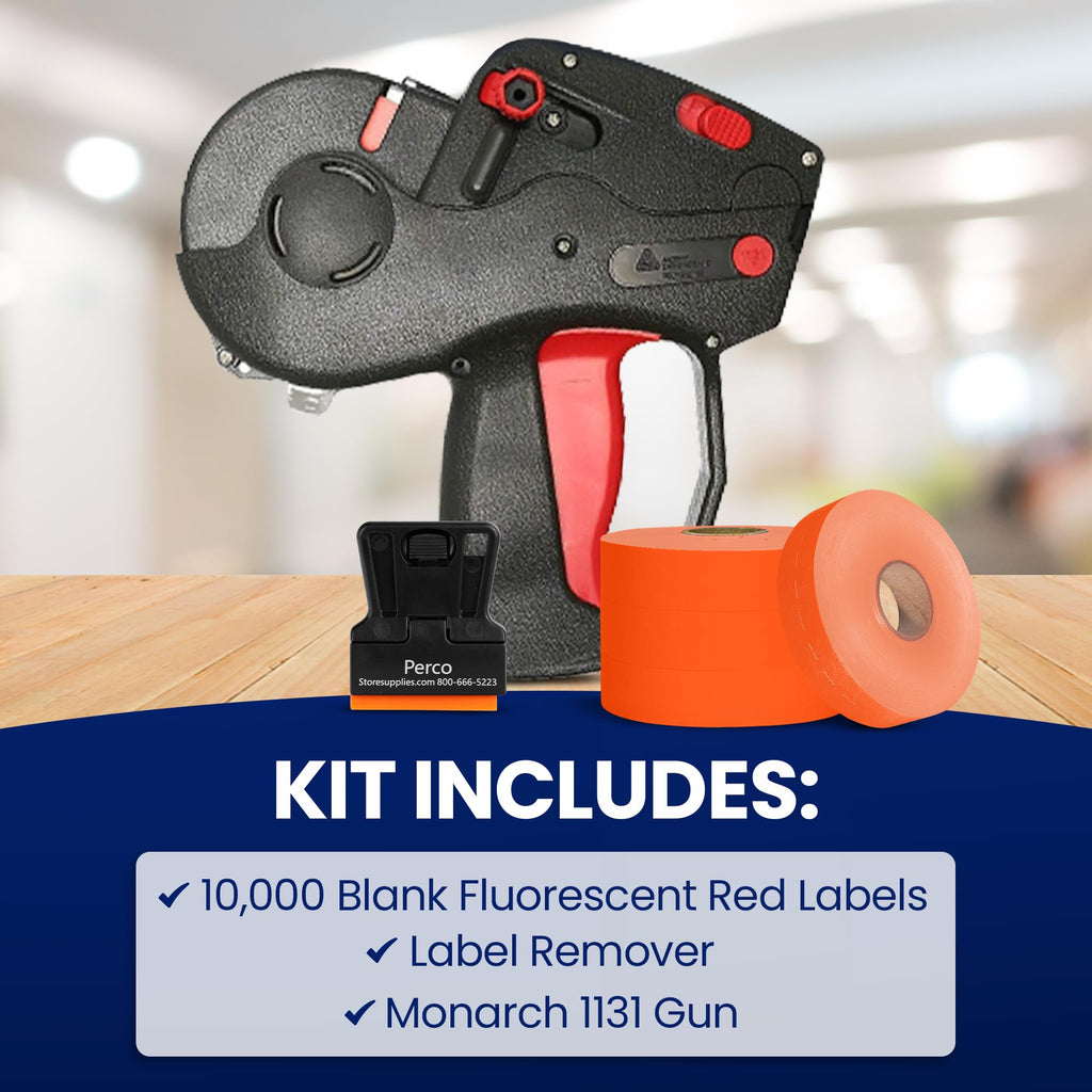 Monarch 1131 Labeler Starter Kit: Includes Price Gun, 10,000 Fluorescent Red Labels, and Preloaded Inker
