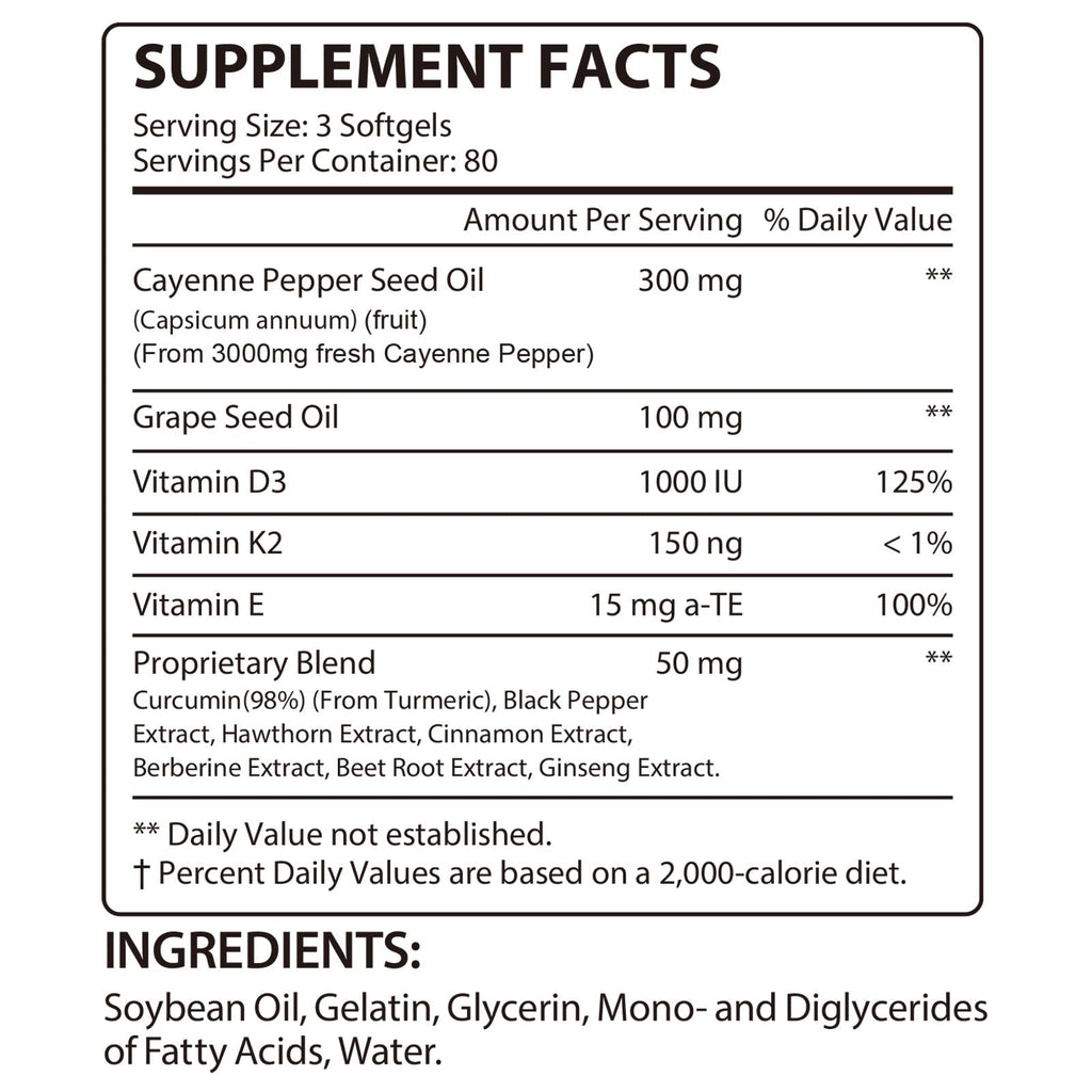 Premium Pepper Capsules with Turmeric Curcumin & Beet Root Extract 2pcs | Supports Cardiovascular Health, Blood Circulation | Potent Capsaicin Supplement, Easy-to-Swallow Softgels (480 Count)
