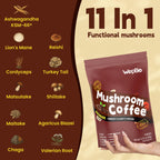 WepBio Mushroom Coffee Original Black 11 in 1 Adaptogenic Mushrooms Blend with Ashwagandha KSM-66,Lions Mane,Reishi,Turkey Tail Instant Mushroom Coffee for Boost Energy, Focus 30 Servings