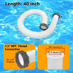 Boltigen 2Pcs 1.5'' Diameter Pool Sand Filter Pump Hose, 40inch Pool Pump Replacement Hose for Above Ground Pools, Flexible Water Pool Hose Set for Filter Pump and Saltwater Systems