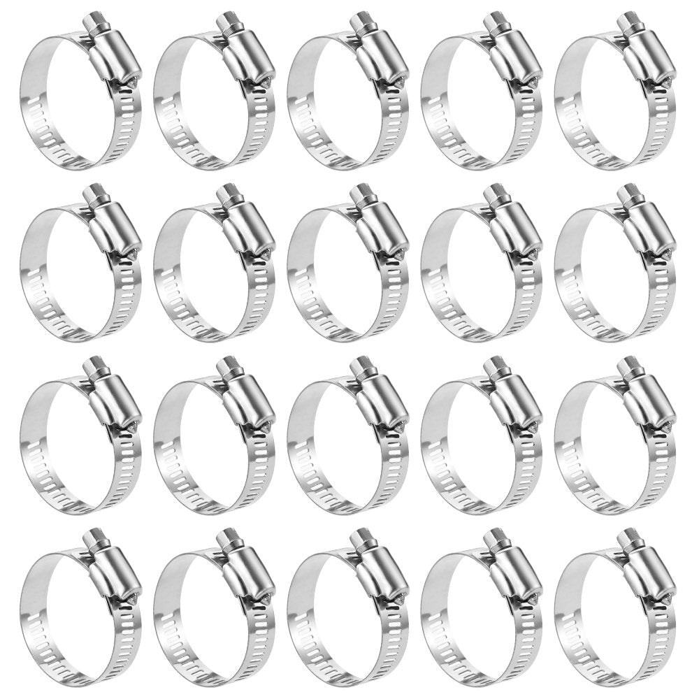 Hose Clamp, 20 Pack Stainless Steel Adjustable 46-70mm Size Range Worm Gear Hose Clamp, Fuel Line Clamp for Plumbing, Automotive And Mechanical Application