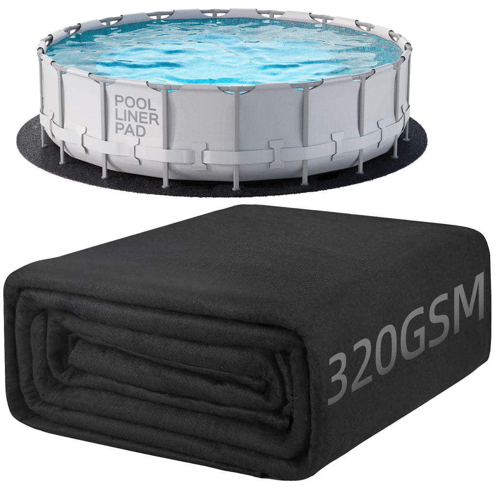 POOLHACKER 18 ft Pool Liner Pad, [2026 New Pool Pad 9.4 oz/yd² Heavy-Duty] Round Pool Liner Pad for Above Ground Swimming Pools, Prevents Punctures, Effortless to Install, Eco-Friendly Padding