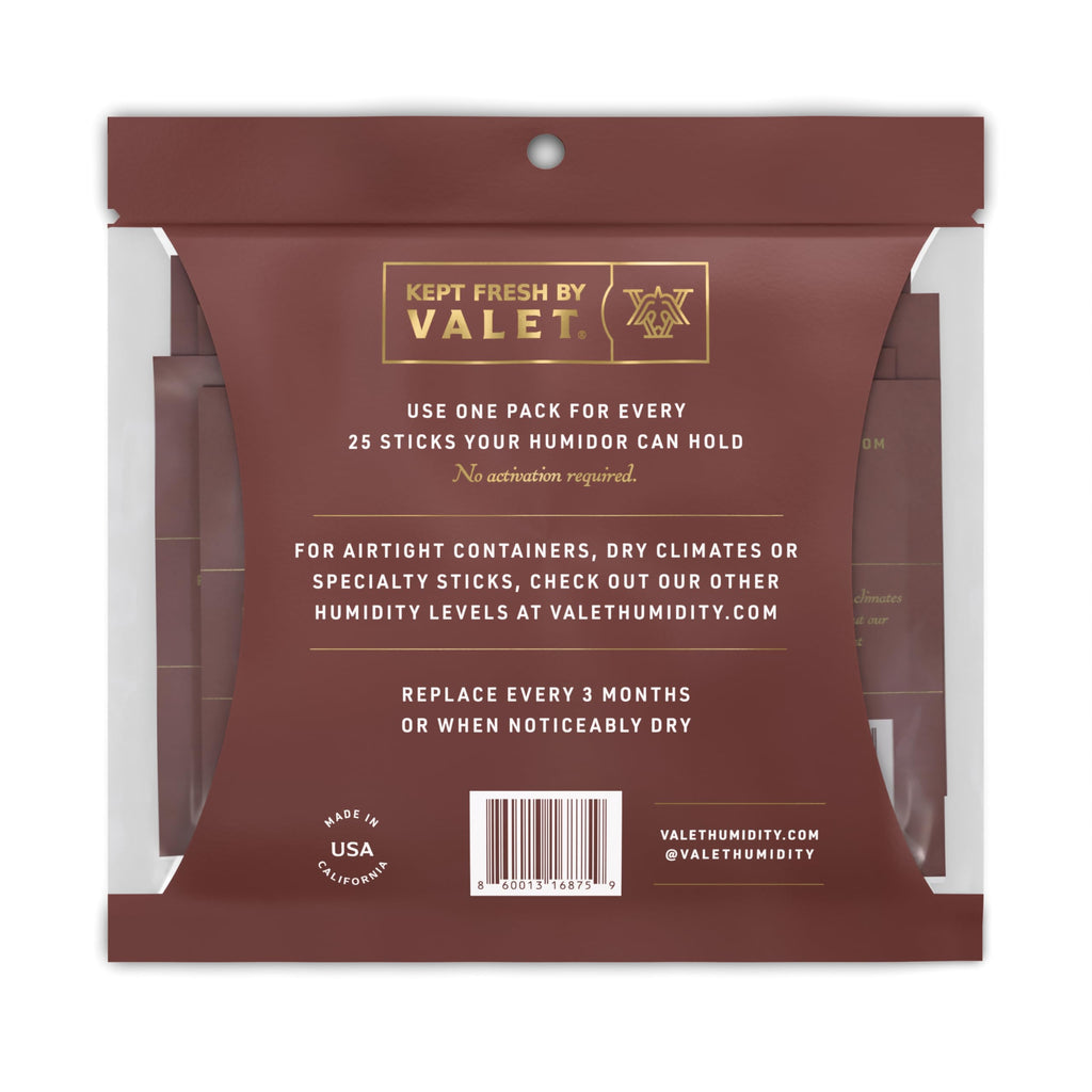 Valet 75% Two-Way Humidity Packs 4-Pack (60g), Two-Way Humidity Control Packs for Moisture Restoration, Moisture Absorber for Leaky Wood & Breathable Storage, Made in USA