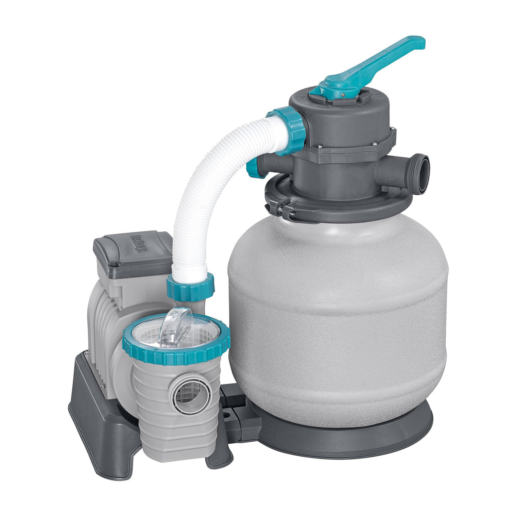 Bestway 2,200 Gallon Sand Filter Pool Pump for Above Ground Swimming Pools up to 14,400 Gallons with Pre-Filter Strainer Basket & Valve Adapter Set