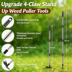 KINFIDTOW 58" Stand Up Weed Puller Tool with Long Handle, 2 in 1 Manual Weeder & Garden Hoe, 4-Claw Steel Head Weed Remover with Gloves for Yard Lawn Patio Garden