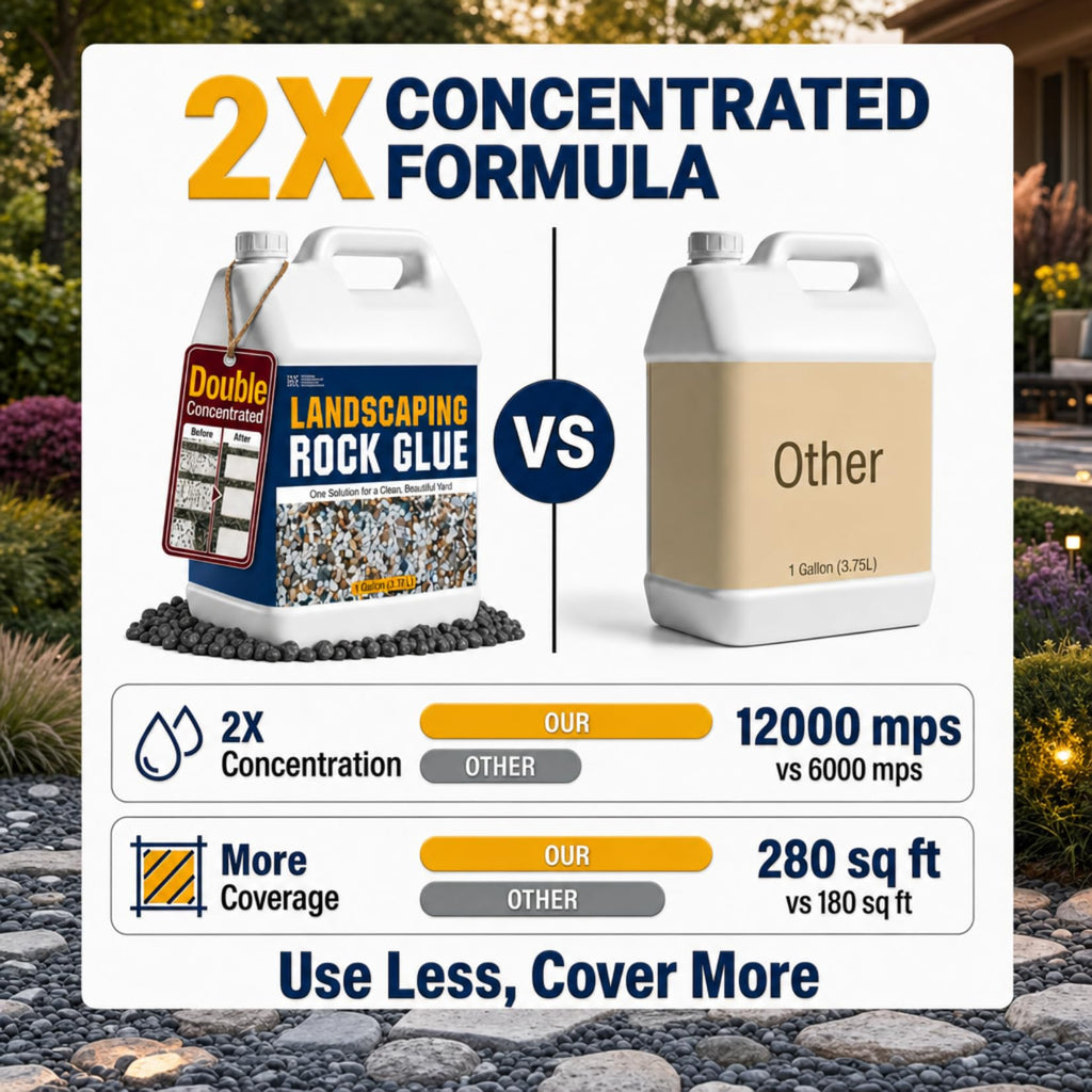 Teexpert Double Concentrated Rock Glue: 2 Gallon Stone Glue for Landscaping Fast-Dry Gravel Binder Long-Lasting Adhesive for Pea Rocks Stabilizer for Landscape Outdoor Yards Garden Patio