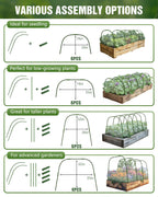 6 Sets Garden Hoops with 10x30 Ft Netting for Raised Beds, 18 Clips