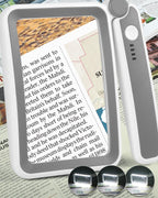 AKKYCVS Magnifying Glass with Light, Rechargeable 5X Large Page Magnifier for Reading, Folding Handheld Dimmable, LED Lighted Rectangle Magnifier for Reading Book Small Print for Seniors Low Vision
