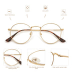 AMOMOMA 3-Pack Retro Round Reading Glasses for Men Women Trendy Blue Light Blocking Computer Readers Metal Frame AM6101 Mix (+1.50 Magnification Strength)