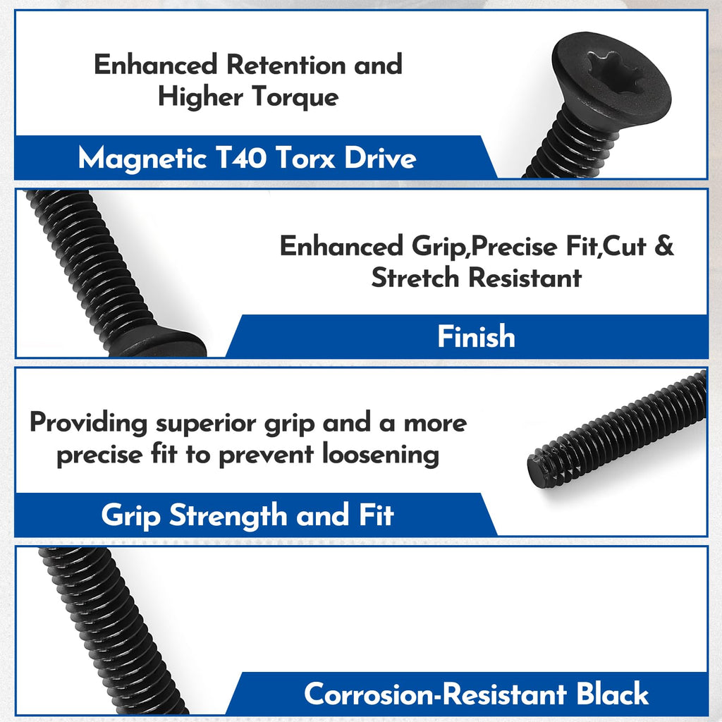 Bopowo (300pcs) 5/16-18 x 2-1/2" Flat Head Thread Cutting Trailer Deck Screws, Black Phosphate, Package Contains T40 Star Drivea and 9/32 Drill bit