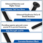 Bopowo (300pcs) 5/16-18 x 2-1/2" Flat Head Thread Cutting Trailer Deck Screws, Black Phosphate, Package Contains T40 Star Drivea and 9/32 Drill bit
