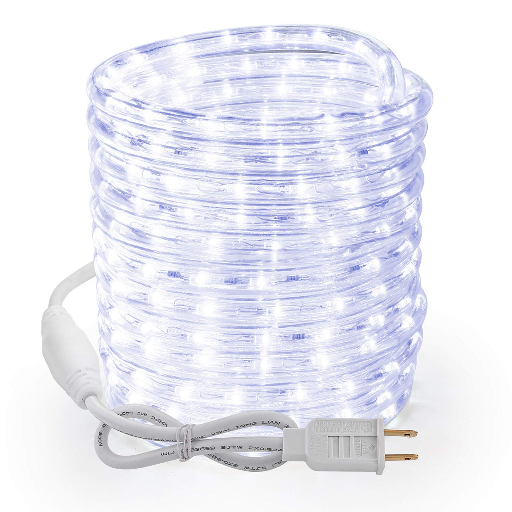 Brizled Cool White Rope Lights Connectable, 18ft 216 LED Rope Light Outdoor