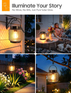 KOOPER Metal Solar Lanterns Outdoor Waterproof, 4 Pack Brighter Hanging Solar Lights for Outside, Up to 15 Hours Modern Hanging Solar Powered Lanterns Lights for Yard Patio Path Tree Garden Decorative