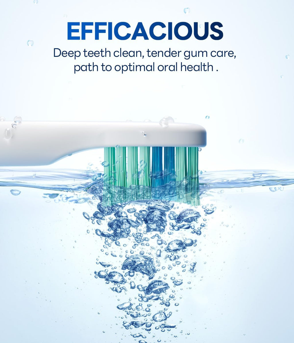 Bymore Electric Toothbrush for Adults,Travel Sonic Toothbrush with 8 Replacement Heads, Ultra Clean RechargeableToothbrush Portable One Charge for 330days 5 Modes 2mins Timer-Cyan Blue