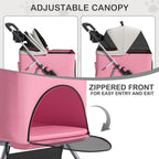 MoNiBloom 3 in 1 Foldable Pet Stroller for Small & Medium Dogs, Detachable Carrier, Car Seat, Push Button Entry, 4-Wheel Jogger for Pets up to 33 lbs, Pink