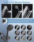 MakeFit Filtered Shower Head with Handheld Combo Matte Black - Dual 2-in-1 Spa System with Massage Shower and 10 Modes Hand Held Shower, High Pressure with Built in Power Wash Mode