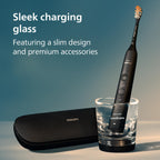 Philips Sonicare DiamondClean Smart 9500 Electric Toothbrush - Sonic Toothbrush with App, Pressure Sensor, 15 Brushing Settings, Replacement Reminder, USB Charging Travel Case, Black, Model HX9923/11