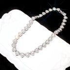 fasone Rhinestone Hearts Necklace, Iced Out Hearts Jewelry，Silver Tennis Necklace For Women，Tennis Necklaces For Women, Heart Tennis Necklace (White_17.7inch)