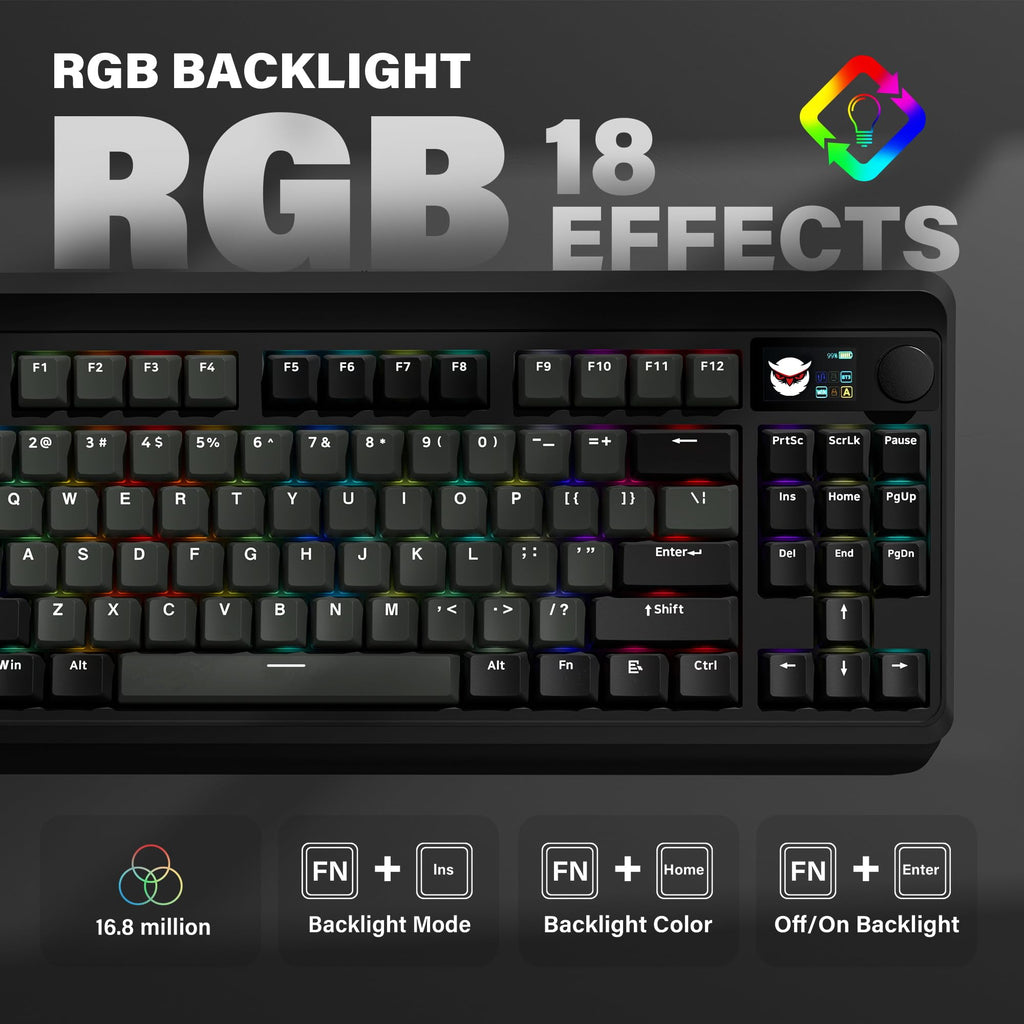 HITIME XVX Retro 75% Gaming Keyboard with TFT Smart Display&Knob, M87 Pro Bluetooth/2.4G/USB-C Wireless Mechanical Key Board