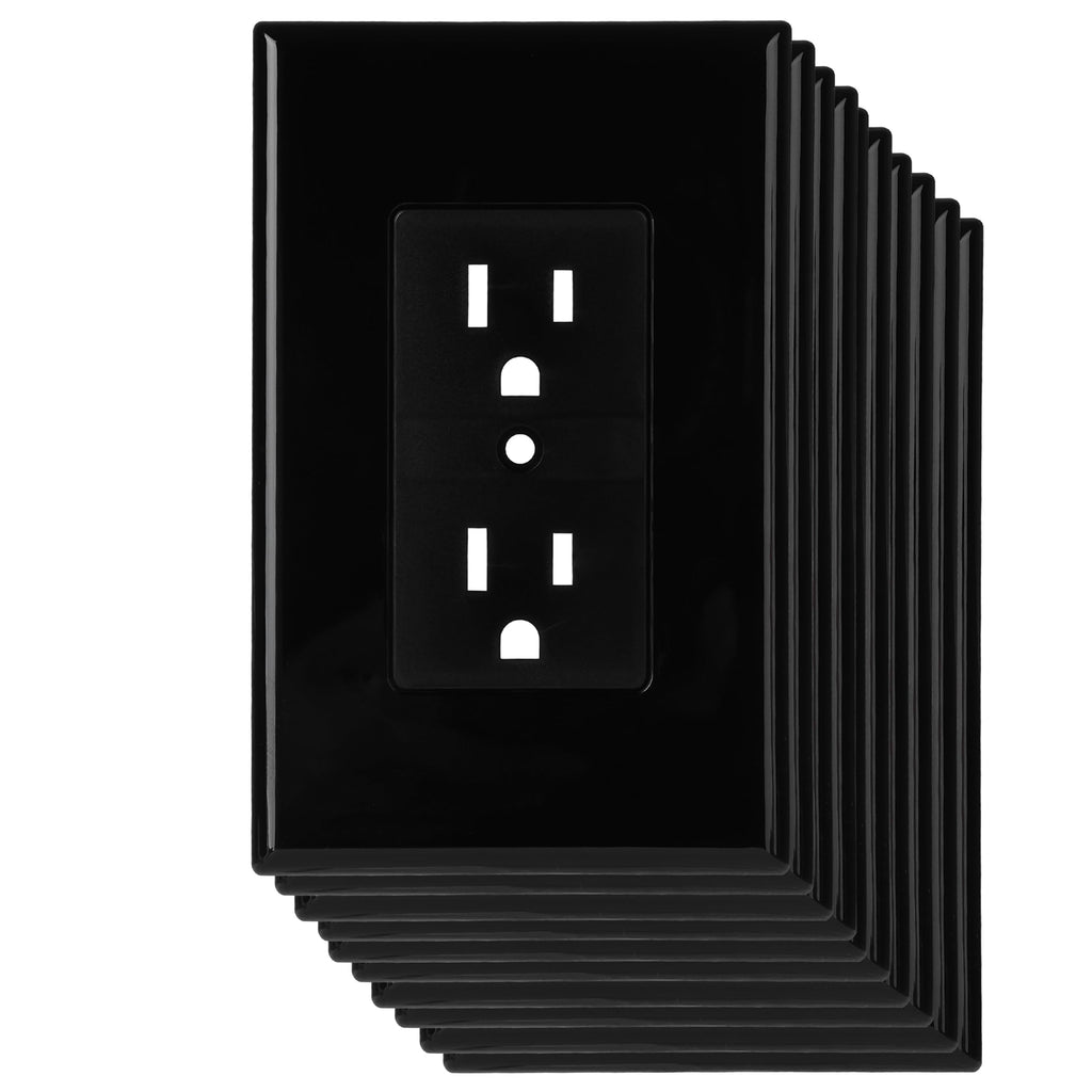Bates- Duplex Wall Plate, 10 Pack, Black, Electrical Outlet Cover Plates