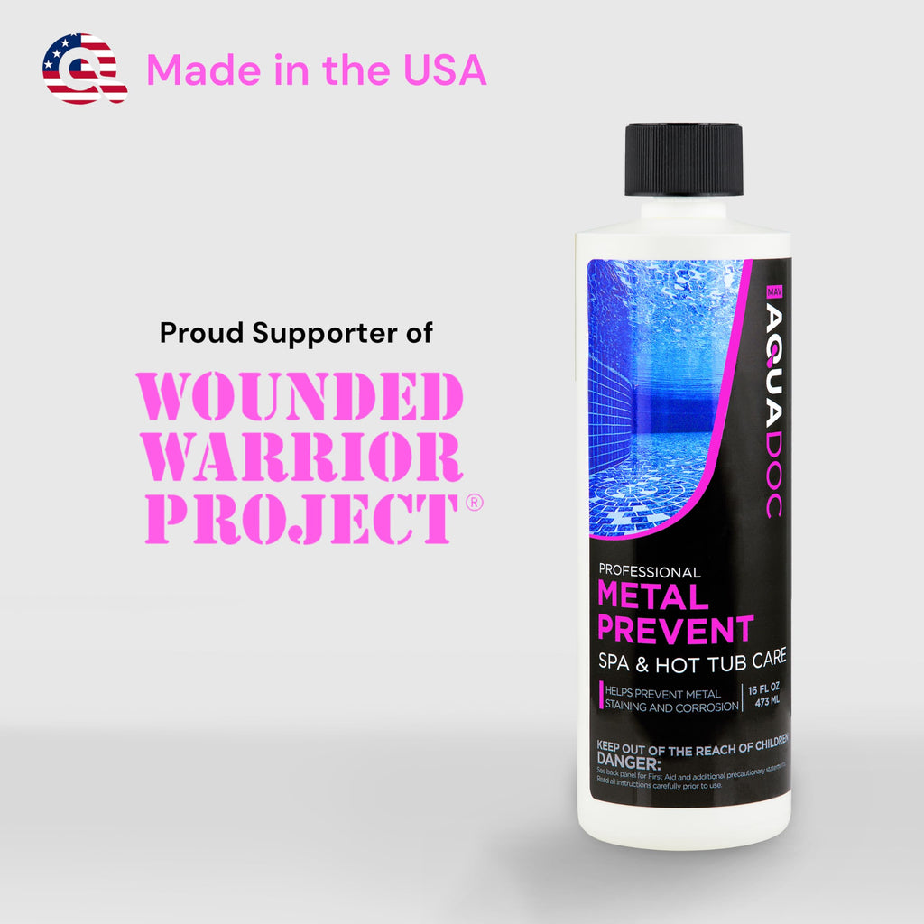 Spa Metal Control and Stain Protector to Protect Hot Tub Surfaces 16oz - Metal Gone Hot Tub Chemicals Made in The USA - AquaDoc