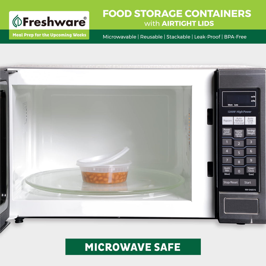 Freshware Food Storage Containers with Lids 8 oz [50 Set] Deli Containers