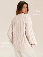 Trendy Queen Women's Oversized Cable Knit Sweaters 2026 Fall Outfits Cream