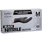 ForPro Professional Collection Disposable Nitrile Gloves, Chemical Resistant, Powder-Free, Latex-Free, Non-Sterile, Food Safe, 4 Mil, Black, Medium, 100-Count