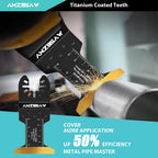 AMZBSAW 16 PCS Titanium Oscillating Saw Blades Metal Cutting, Multitool Blades for Soft Metal Nails Hard Material and Wood Plastic, Multi Tool Blades Kits Fit Dewalt Ryobi Bosch Milwaukee